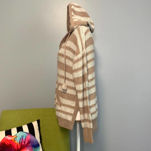 Madewell Tan Cream Striped Knit Hooded Sweater - Picture 3 of 6